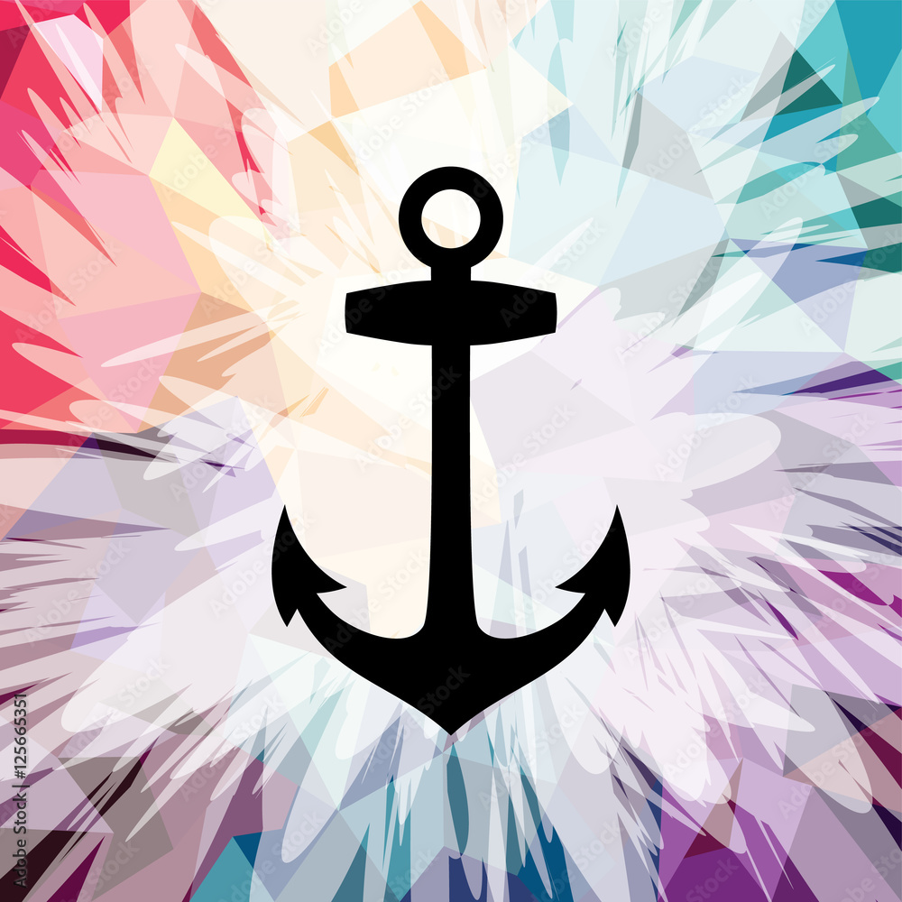 Naklejka premium Abstract colorful anchor navy nautical theme