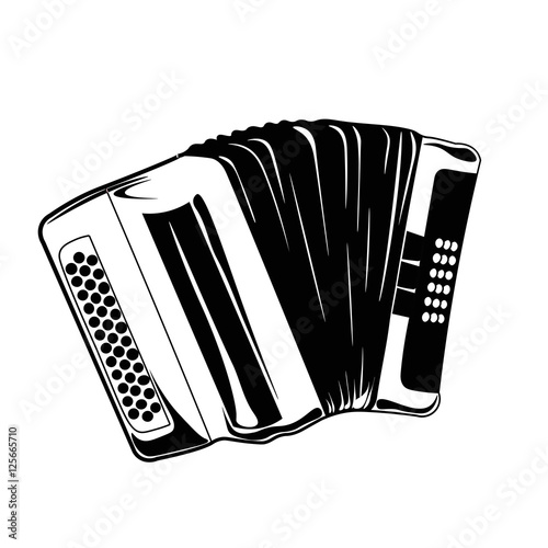 Hand drawn accordion. Musical instruments. Classical bayan