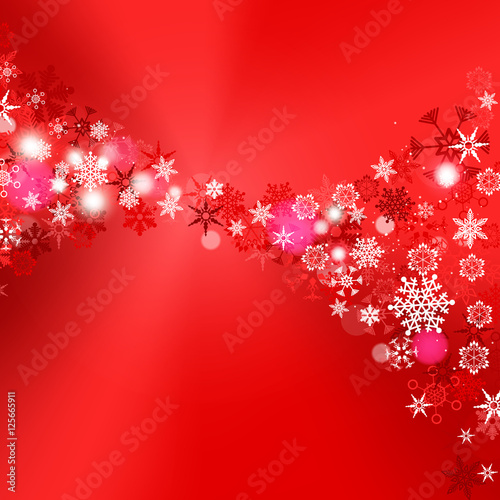 Red snow Christmas Snowflakes background with copy space for tex