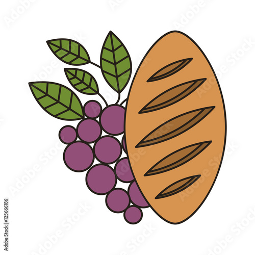 Bread and wine over white background. communion icon. vector illustration