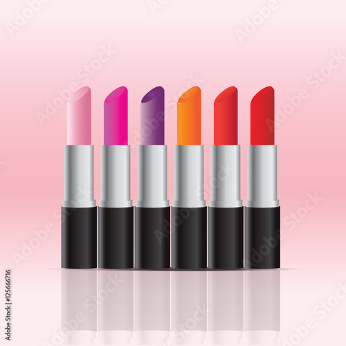 Cosmetics store display products of color lipsticks.