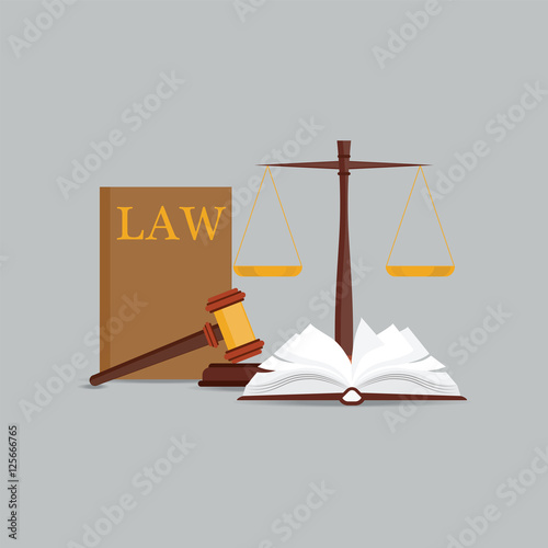 Law and justice set icon.