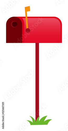 Red mailbox with yellow flag