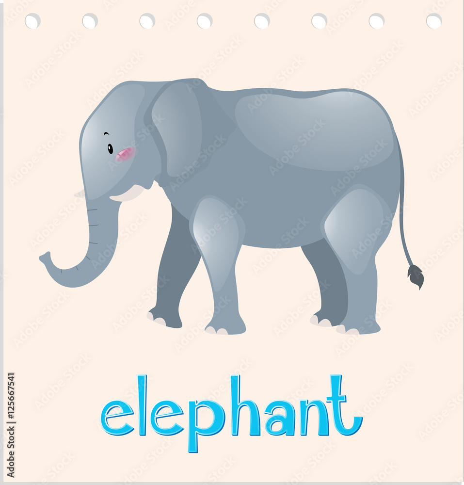 Obraz premium Animal wordcard with elephant