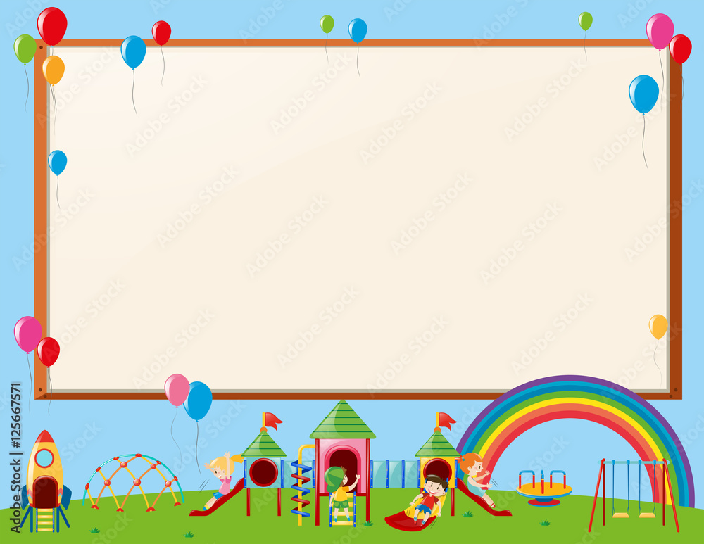 Frame design with kids in playground Stock Vector | Adobe Stock