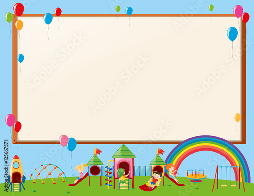 Frame design with kids in playground