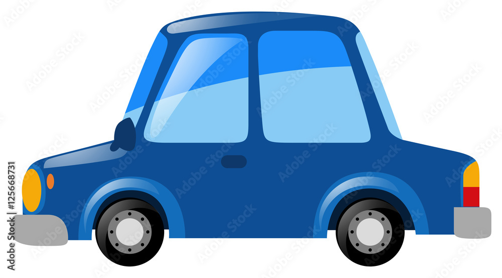 Blue car on white background