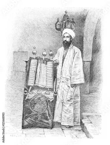Tablou canvas High Priest in Amran, Yemen, vintage engraving