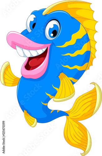 funny fish cartoon smiling