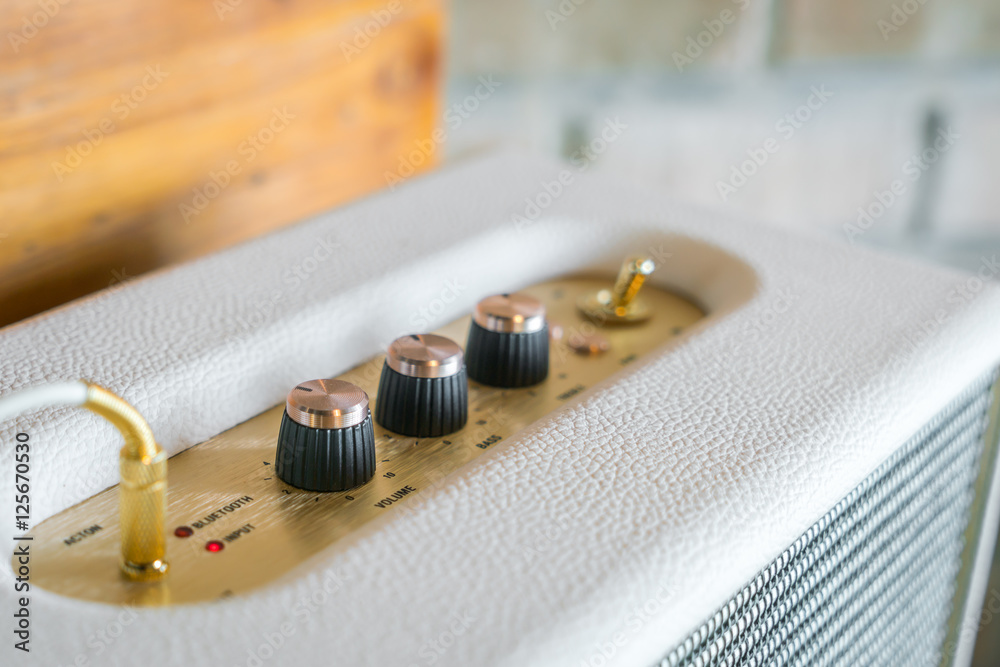 Volume control knob of hi-fi amplifier .