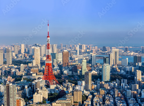 Photography View of Tokyo tower from Roppongi Hill at twilight time Tokyo,Japan