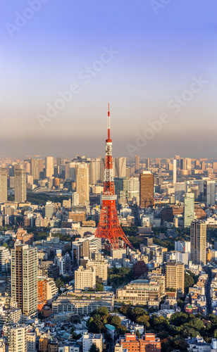 View of Tokyo tower from Roppongi Hill at twilight time Tokyo,Japan