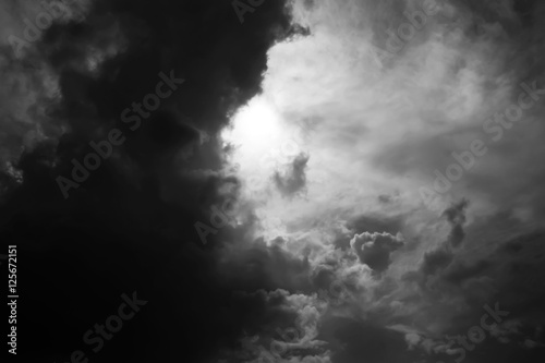 The dramatic storm Cloud and the evening sky in Black and White