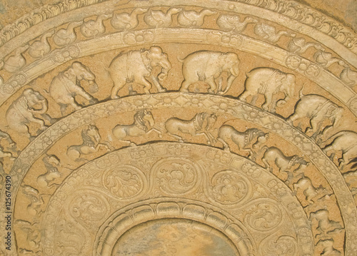 The sculpture in Polonnaruwa temple - medieval capital of Ceylon, UNESCO