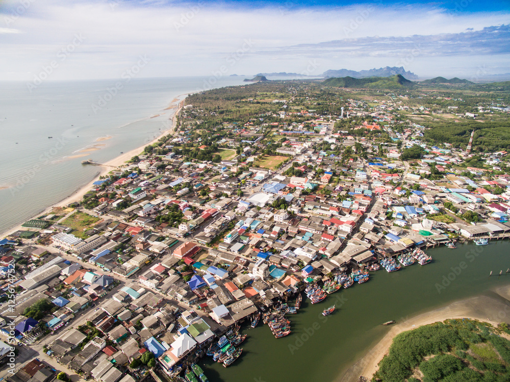 Aerial view Hua Hin Pranburi Thailand
