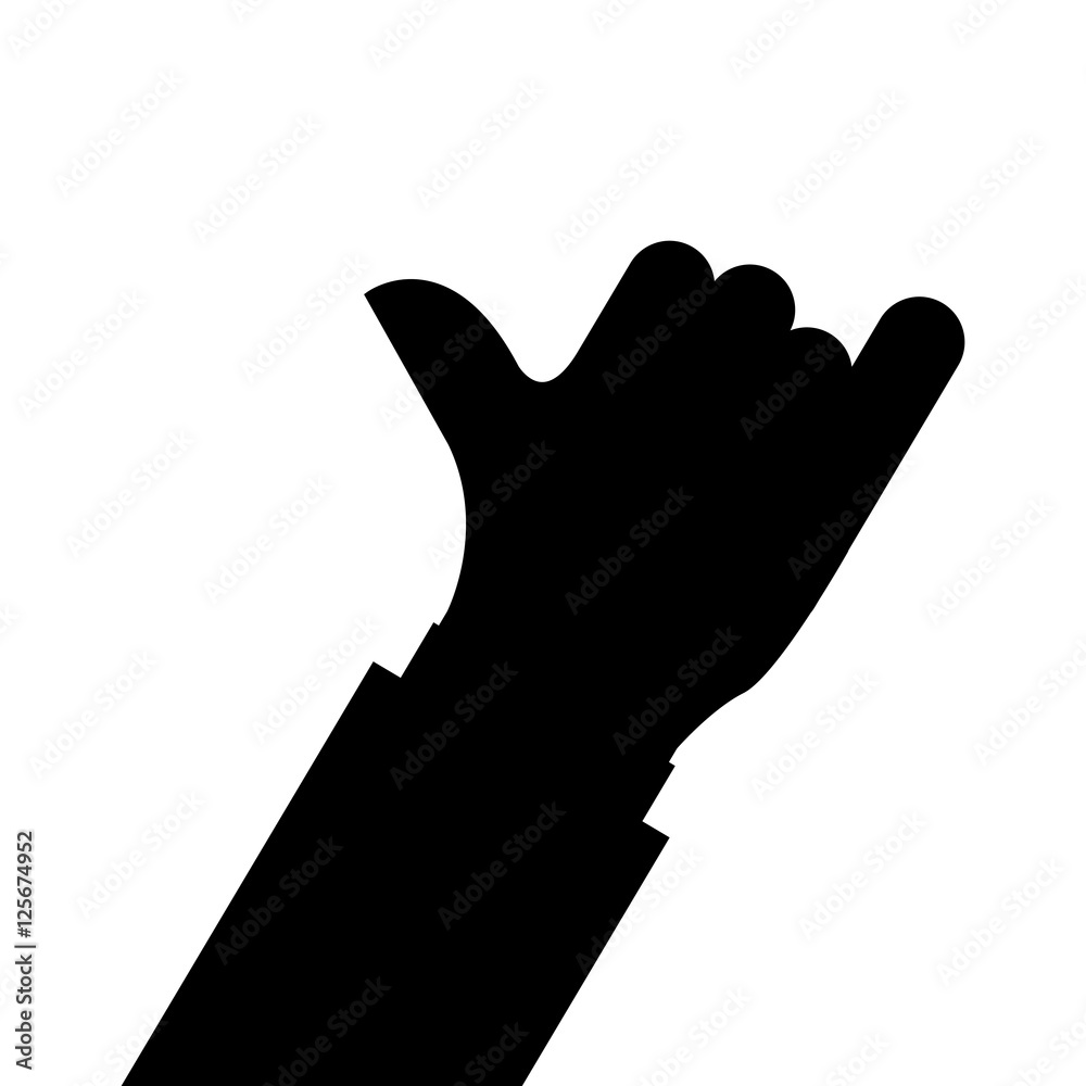 silhouette of human arm and hand making a expression over white background. vector illustration silhouette of human arm and hand making a expression over white background. vector illustration