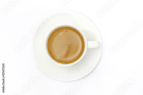 The espresso coffee in white background