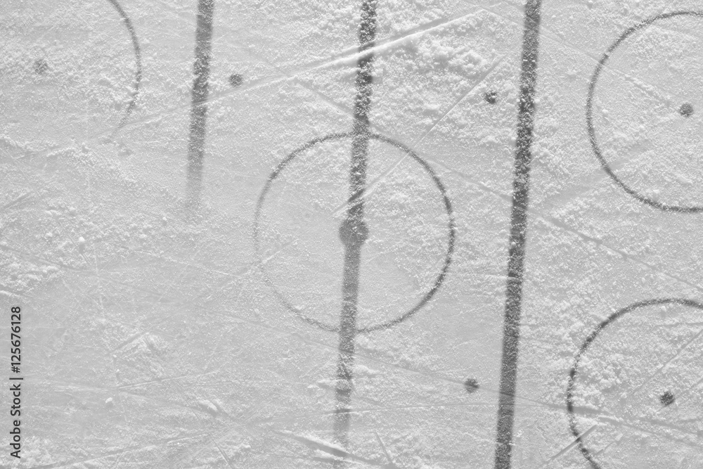 Ice the hockey field with markings