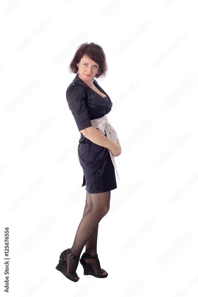 woman in a dress on a white background woman in a dress on a white background
