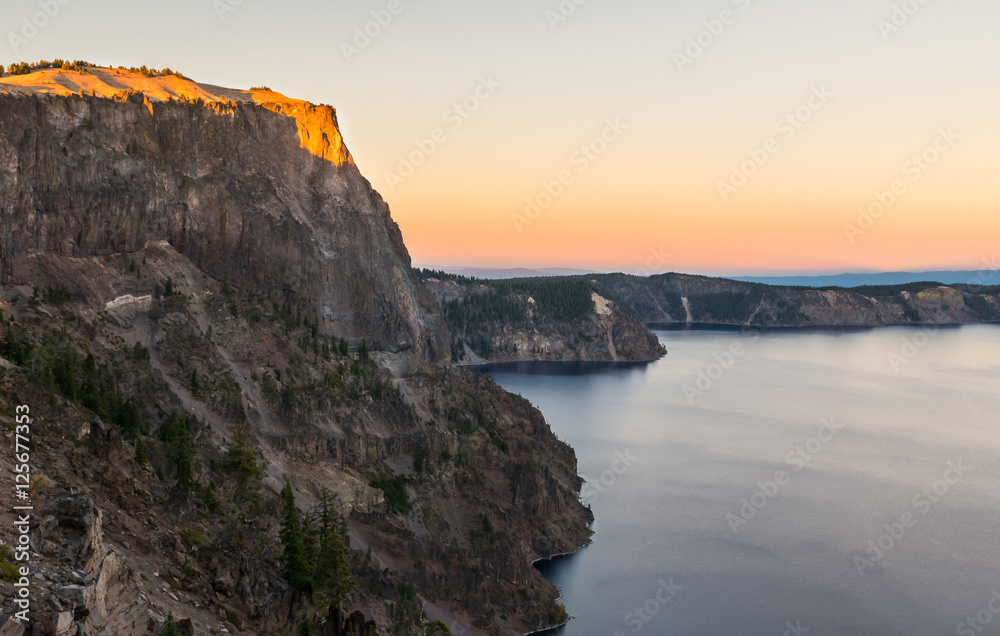 scenic view of the cliff when sunset.