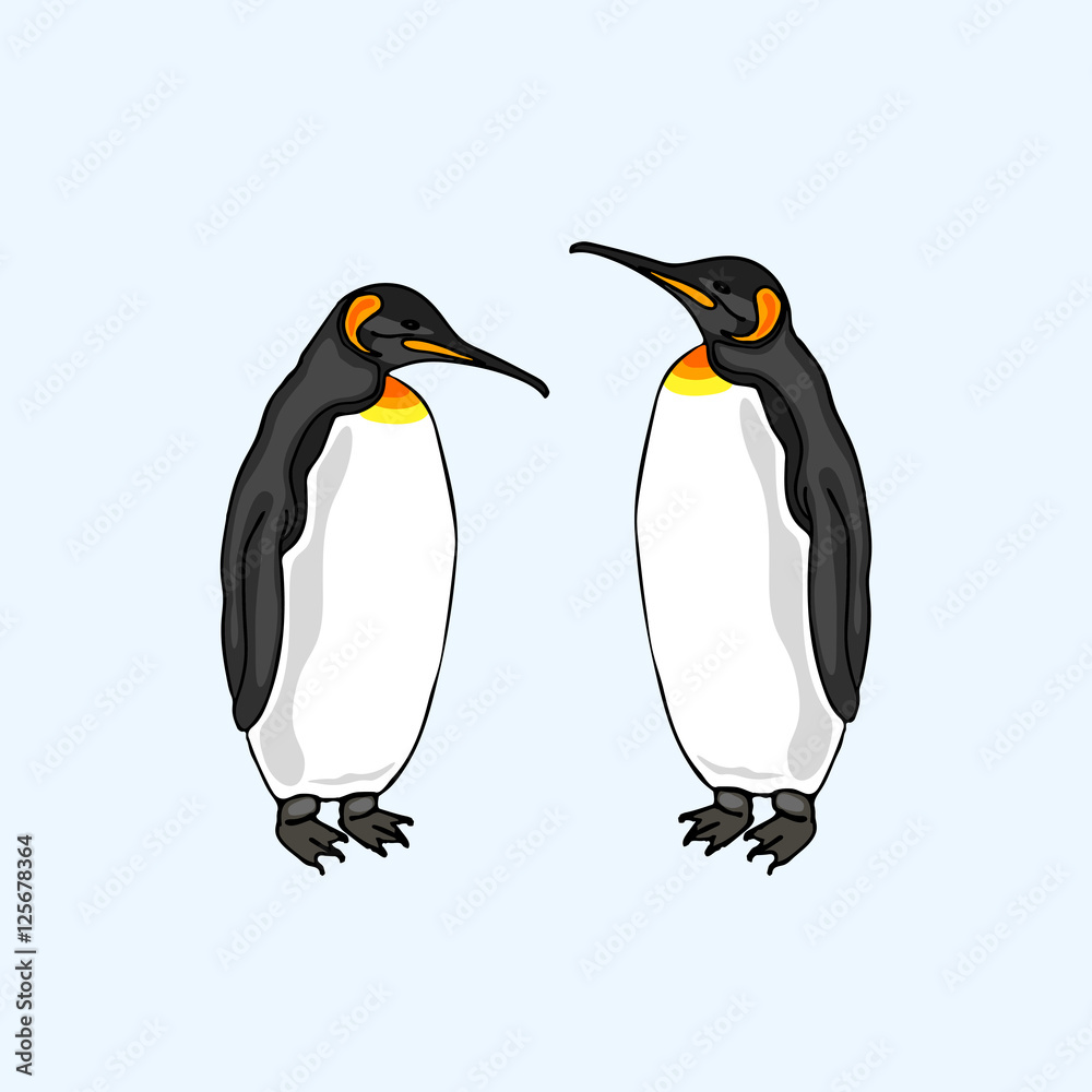 Naklejka premium Vector Penguin family. Love. Family of birds. emperor penquin