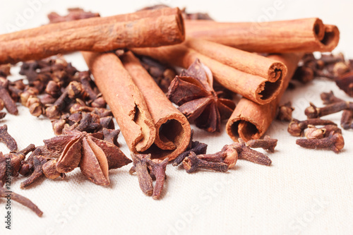 Wallpaper Mural Spices cinnamon sticks anise stars and cloves Torontodigital.ca