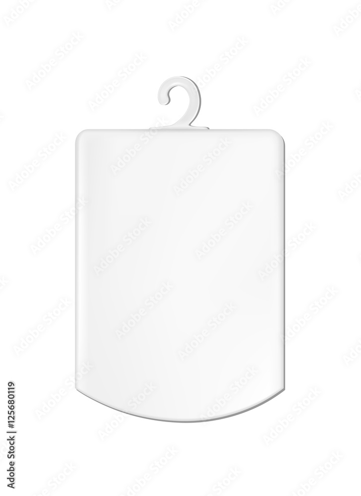 Realistic white paper packaging box with hanger Realistic white paper packaging box with hanger