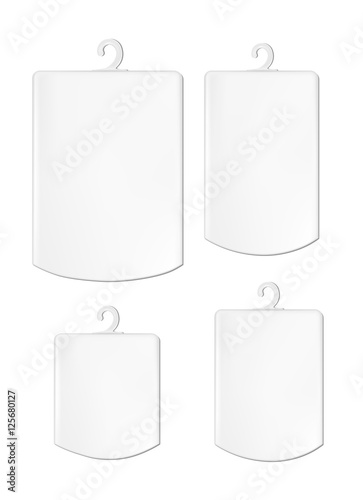 Realistic white paper packaging box with hanger