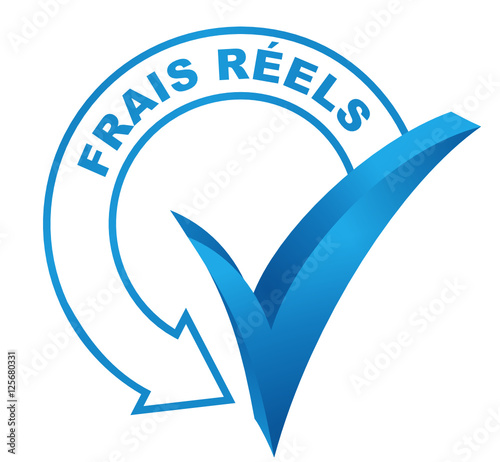 frais réels sur symbole validé bleu