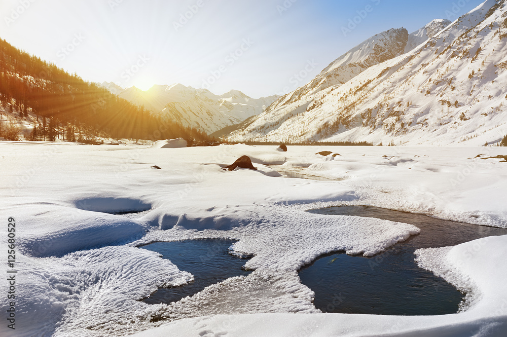 custom made wallpaper toronto digitalBeautiful winter landscape, Altai mountains, Siberia, Russia.