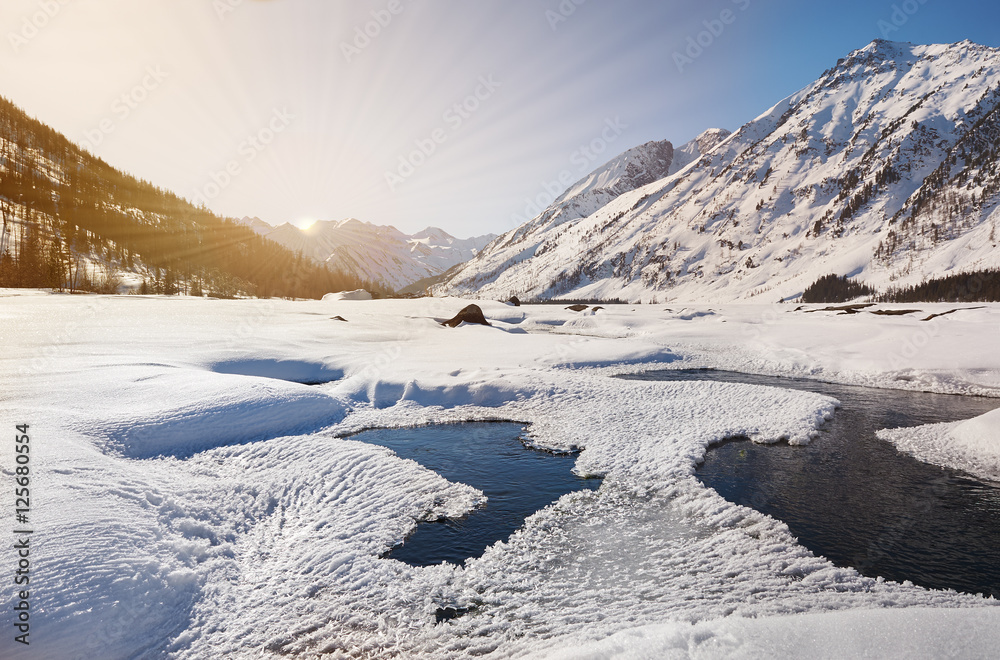custom made wallpaper toronto digitalBeautiful winter landscape, Altai mountains, Siberia, Russia.