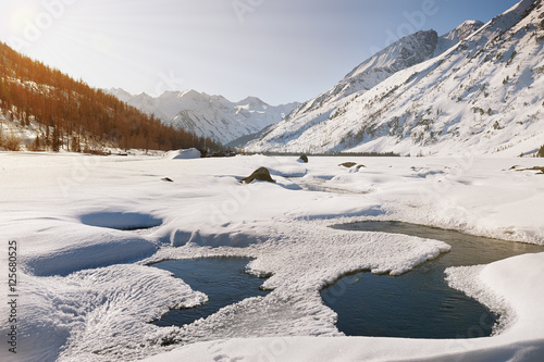 Beautiful winter landscape, Altai mountains, Siberia, Russia.