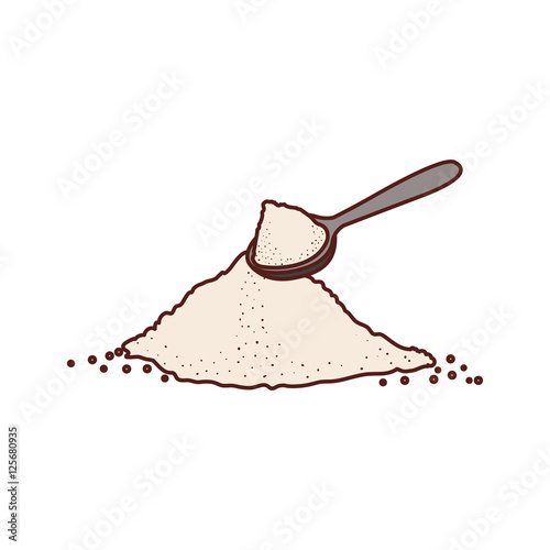 pile of sugar and spoon icon over white background. vector illustration