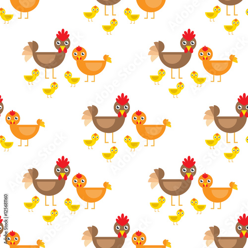 Rooster and family seamless