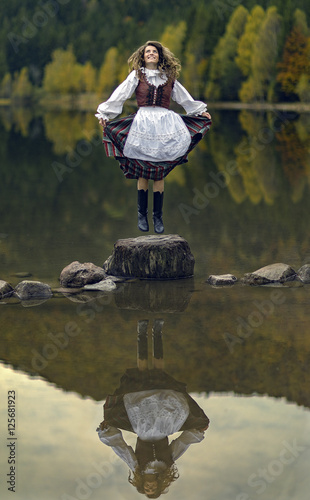 girl reflection in the lake
