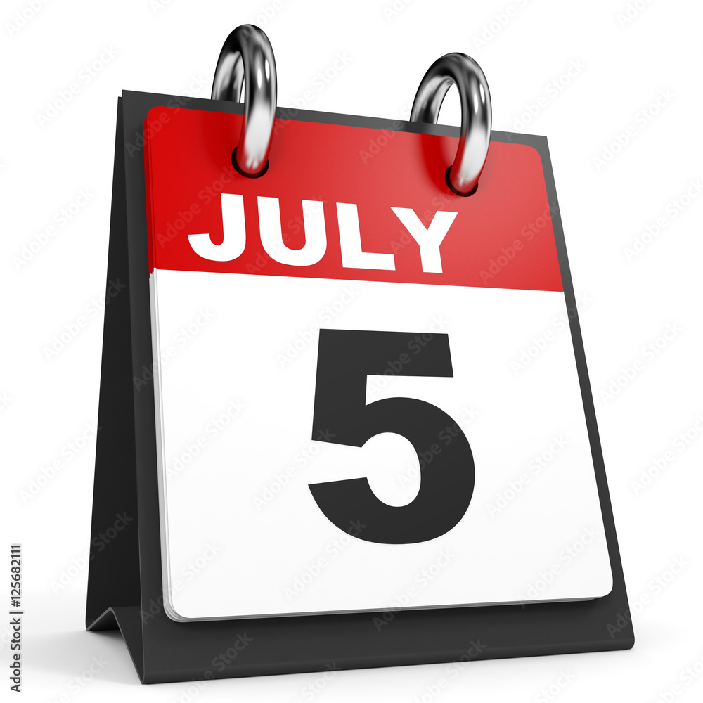 July 5. Calendar on white background. July 5. Calendar on white background.
