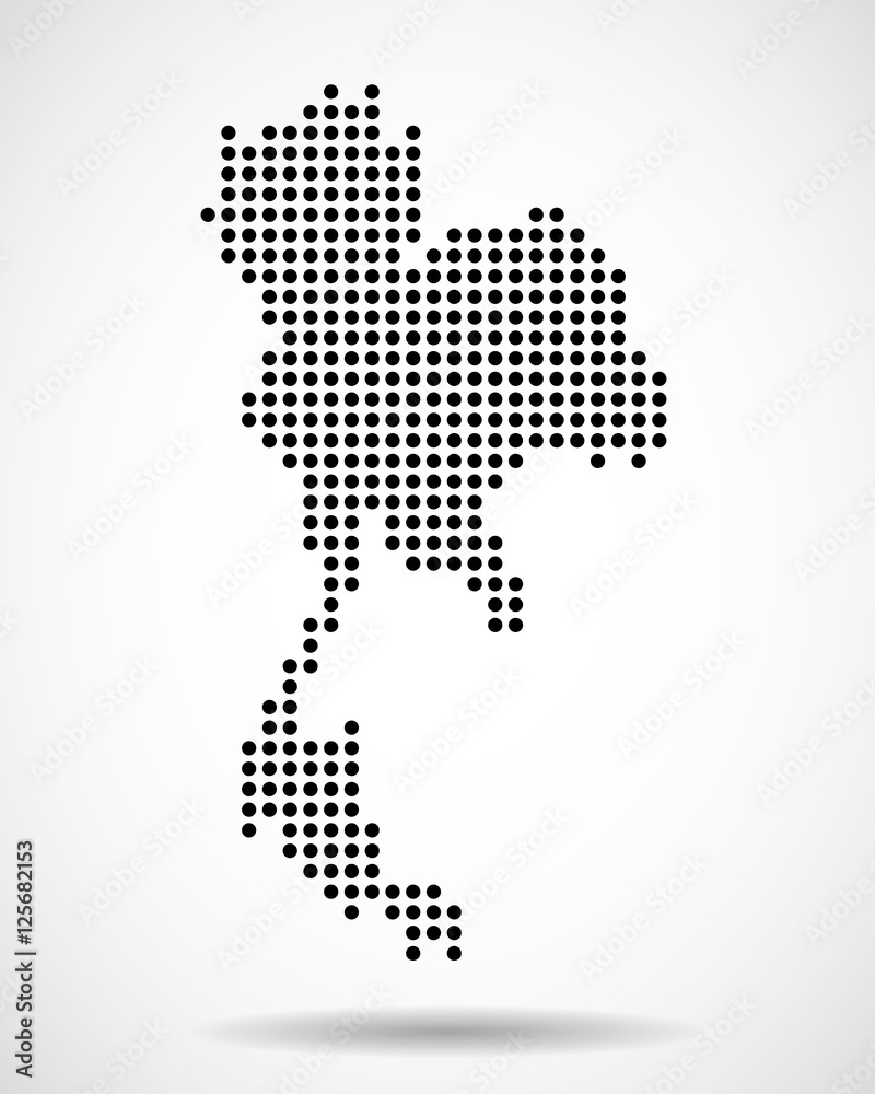 Abstract map of Thailand from round dots