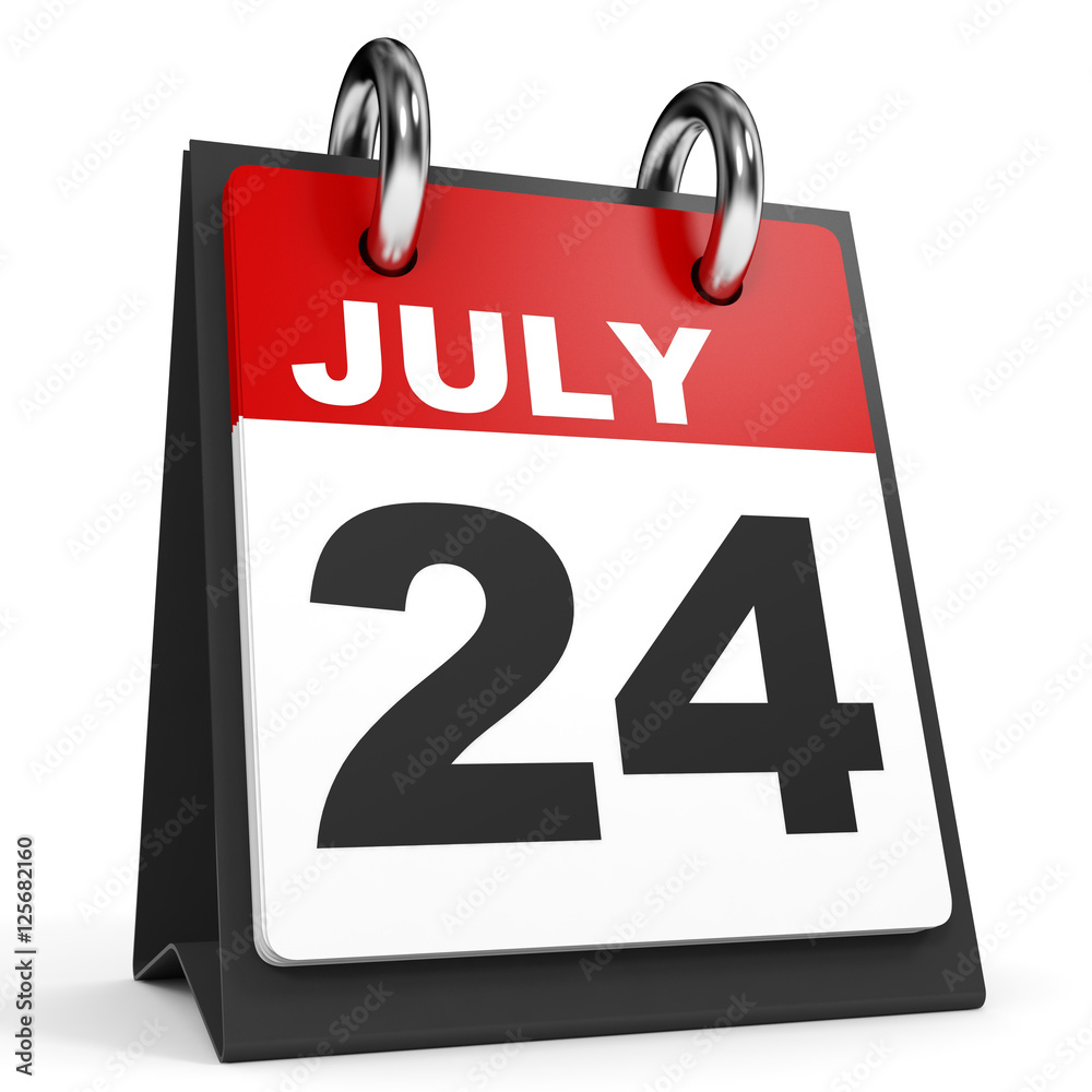 Fototapeta premium July 24. Calendar on white background.