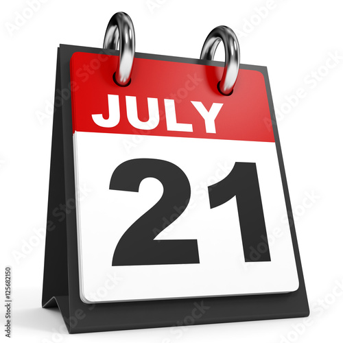 July 21. Calendar on white background.