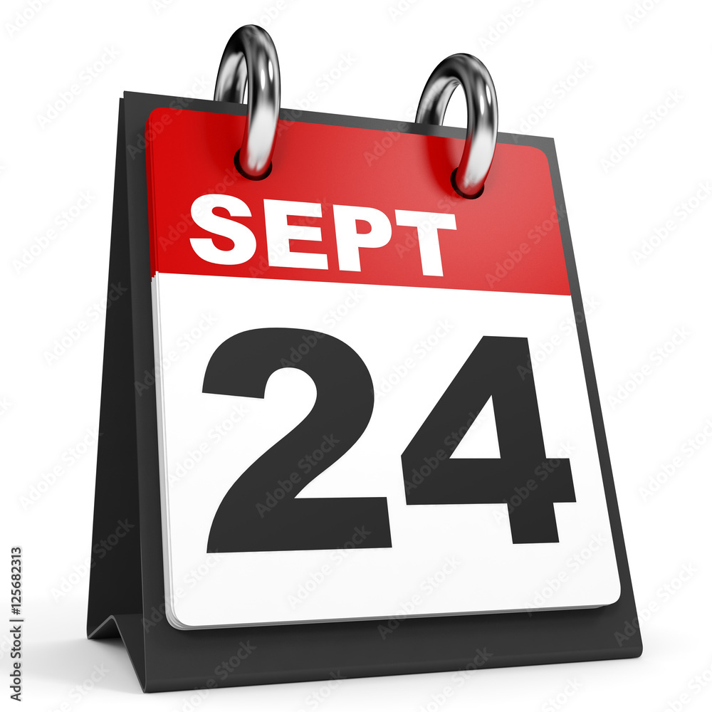 Fototapeta premium September 24. Calendar on white background.