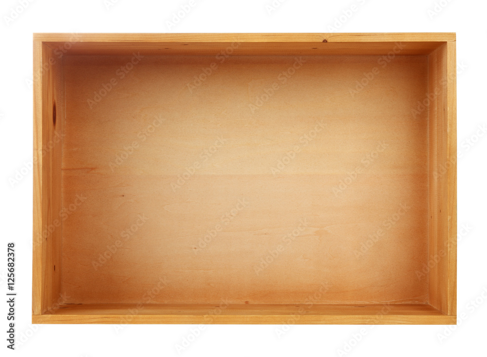 Empty wooden box isolated on white Empty wooden box isolated on white