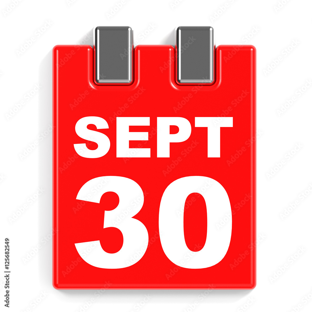 September 30. Calendar on white background. September 30. Calendar on white background.