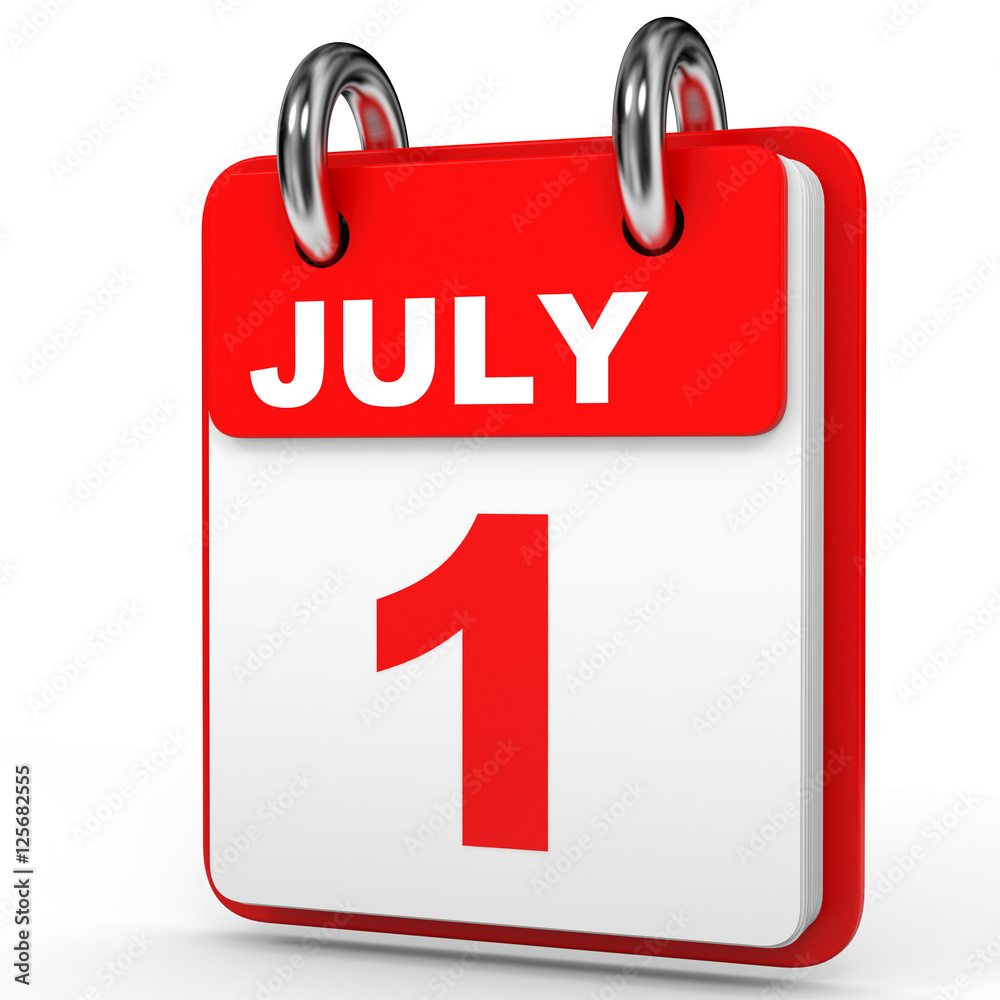July 1. Calendar on white background. Stock Illustration Adobe Stock