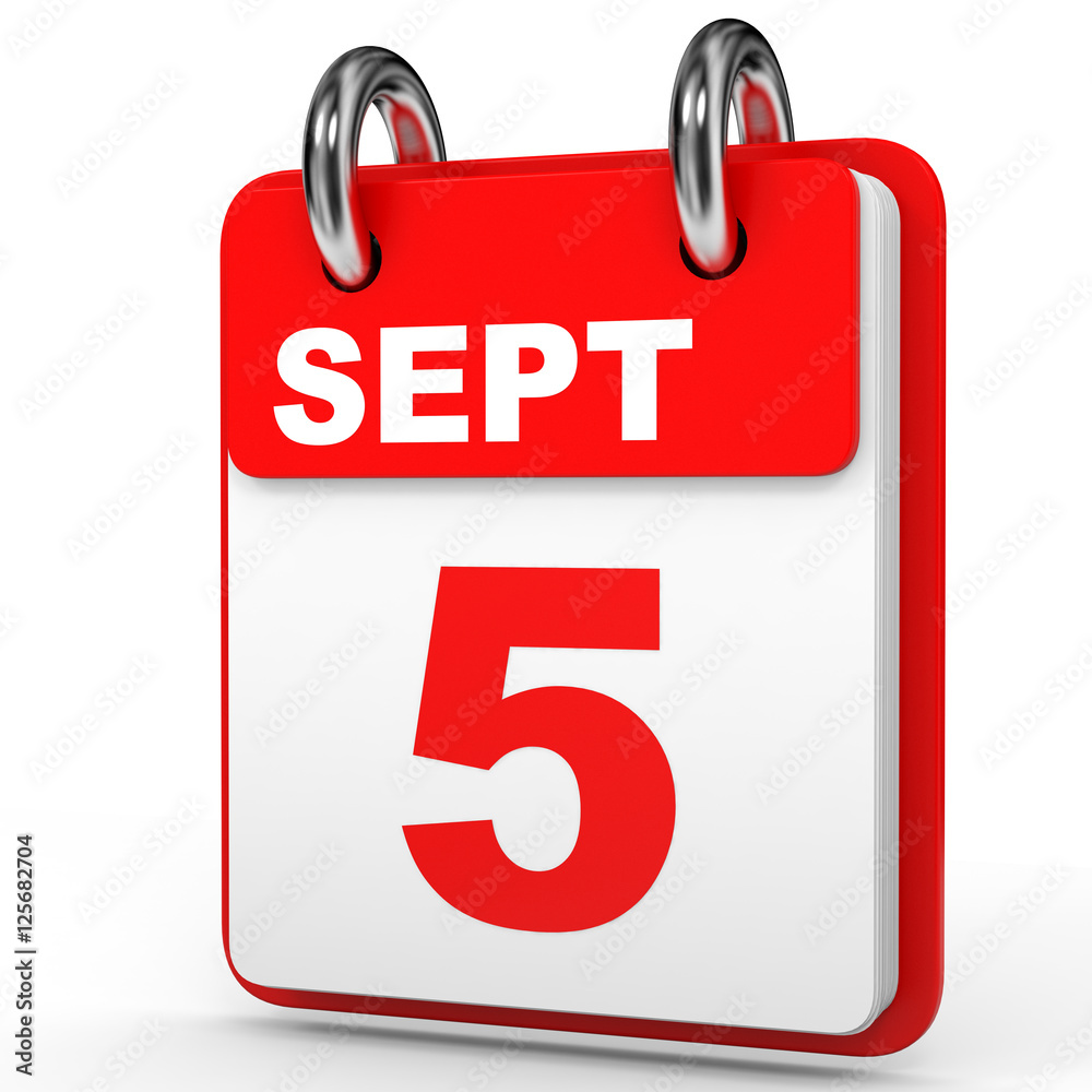 September 5. Calendar on white background. September 5. Calendar on white background.