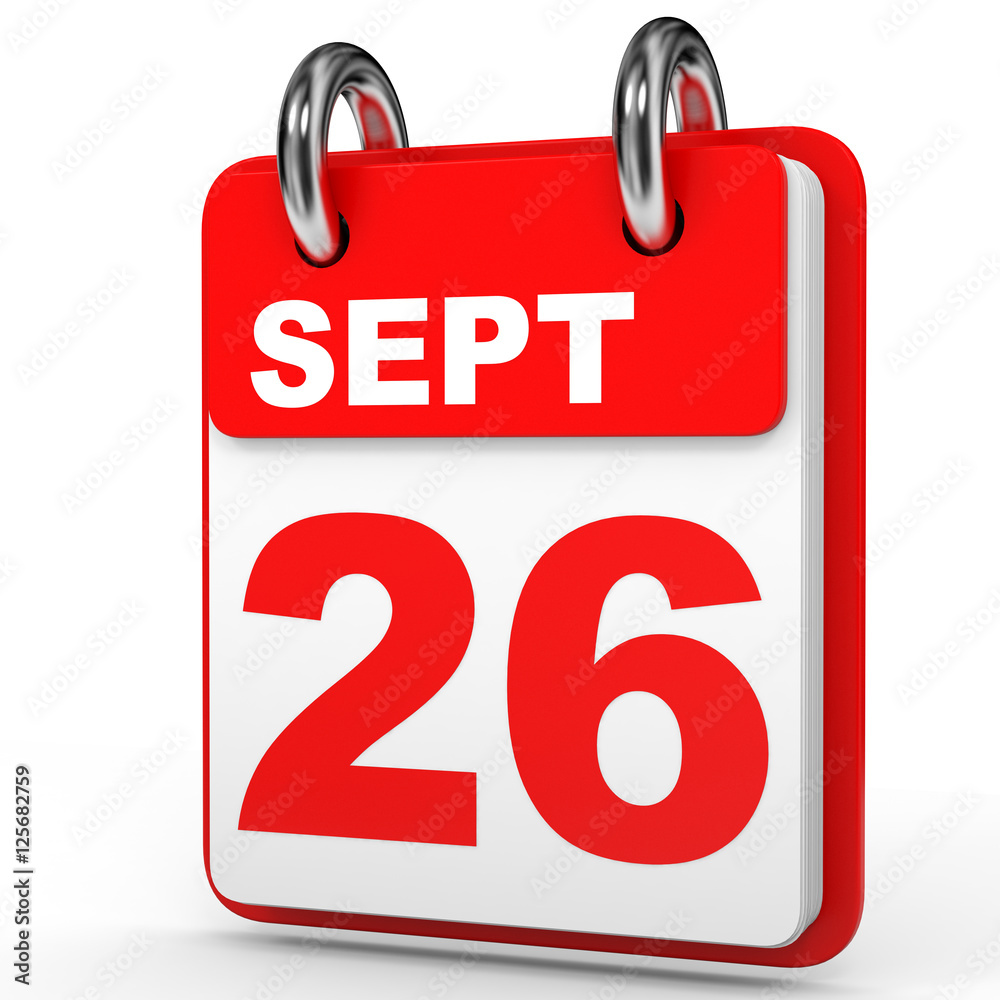 September 26. Calendar on white background. September 26. Calendar on white background.