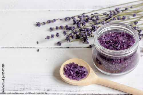 manufacture of homemade cosmetics with lavander close up