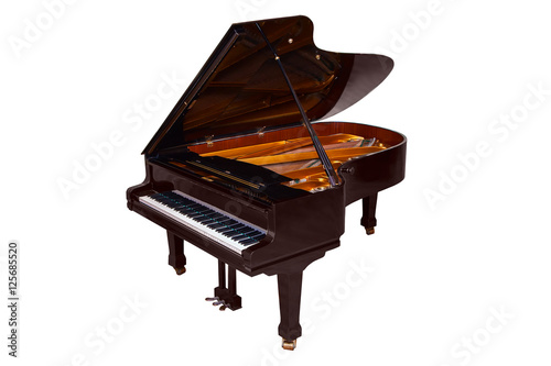 black Grand piano isolated on white background
