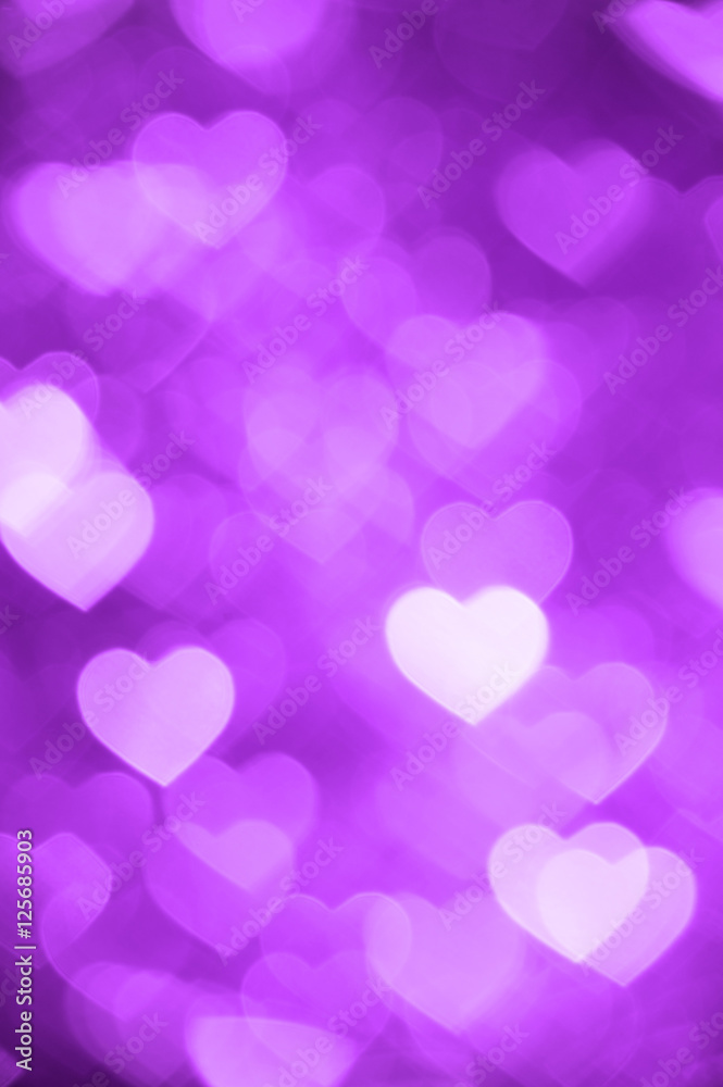 purple heart bokeh background photo, abstract holiday backdrop