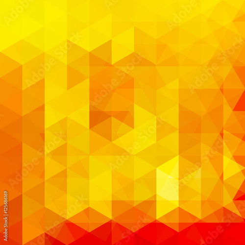 Abstract mosaic background. Triangle geometric background. Design elements. Vector illustration. Yellow, orange colors.