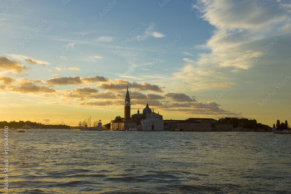 Nighi view of church of San Giorgio Maggiore. Venice. Italy.
